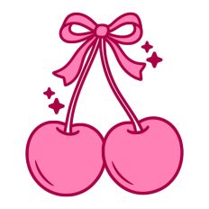 Cute Cherry Cherries With Bow and Sparkles 