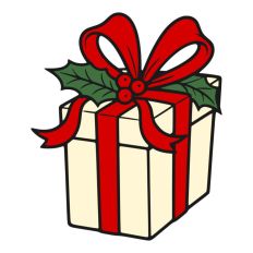 Gift Box Gift Wrapped Box Present Holly Christmas Ribbon Bow