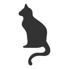 Black Cat Kitten Silhouette Outline Shape Halloween Witch 