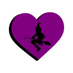 Witch on Broomstick Halloween Heart