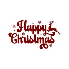 Merry Christmas Script Text Snowflakes Reindeer