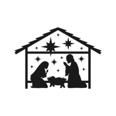 Nativity Scene Outline Silhouette Shape Mary Joseph
