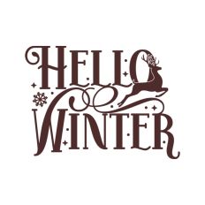 Hello Winter Christmas Quote Reindeer Snow Santa Festive