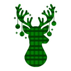 Plaid Stag Deer Reindeer Head Shape Silhouette Christmas