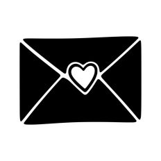 Love Letter Heart Envelope Heart Stamp Doodle Sketch Style