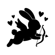 Cupid Bunny Valentine's Day Bow and Arrow Silhouette 