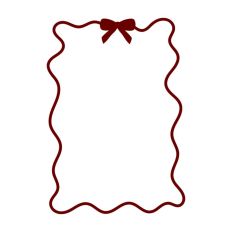 Red Frilly Ribbon Bow Border Wavy