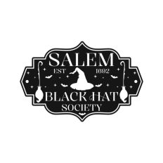 Salem Black Hat Society Witch Halloween Hat Broom 