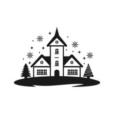 Christmas Town Festive Scene Houses Land