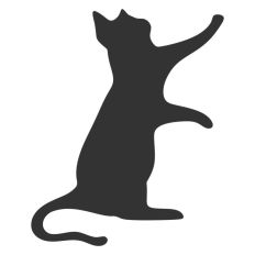 Black Cat Kitten Silhouette Outline Shape Halloween Witch 