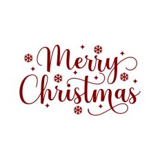 Merry Christmas Script Text Snowflakes