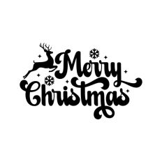 Merry Christmas Script Text Snowflakes Reindeer