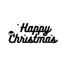 Happy Christmas Script Text Santa Hat