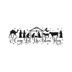 Let Us Adore Him Christianity Nativity Scene Jesus Quote