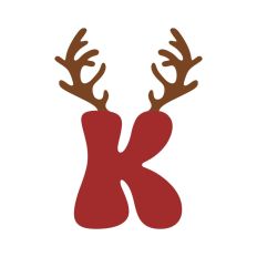 K Festive Christmas Alphabet Letter Antler Santa