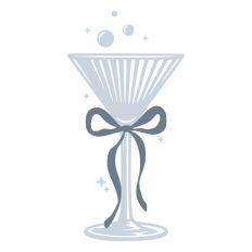 Blue Cocktail Martini Glass With Ribbon Bow