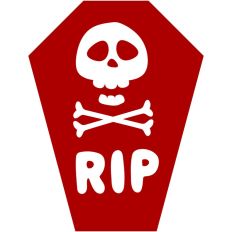 Coffin RIP Skull And Cross Bones