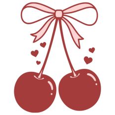 Cute Cherry Cherries With Bow and Sparkles 