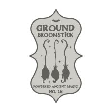 Ground Broomsticks Potion Bottle Label Halloween Witch 