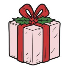 Gift Box Gift Wrapped Box Present Holly Christmas Ribbon Bow