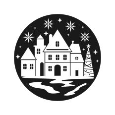 Christmas Town Festive Scene Houses Land