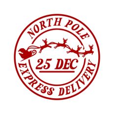 North Pole Christmas Stamp Sticker Postal Package