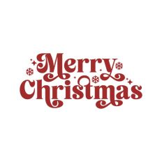 Merry Christmas Script Text Snowflakes