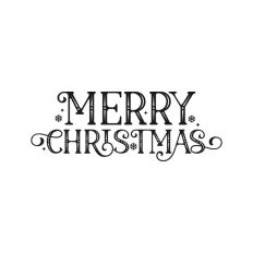 Merry Christmas Script Text Snowflakes