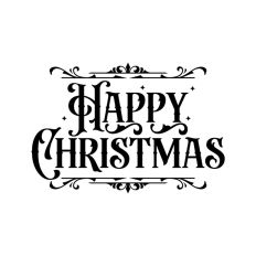 Vintage Style Happy Christmas Script Text Quote