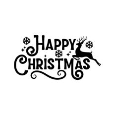 Happy Christmas Script Text Snowflakes
