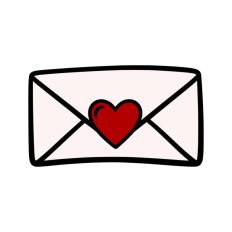 Love Letter Heart Envelope Heart Stamp Doodle Sketch Style
