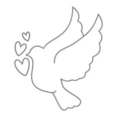 Dove with Hearts Outline