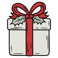 Gift Box Gift Wrapped Box Present Holly Christmas Ribbon Bow