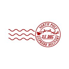 North Pole Christmas Stamp Sticker Postal Package