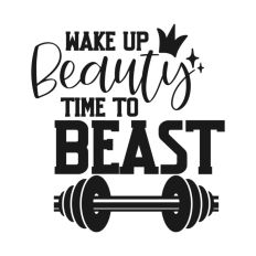 Wake Up Beauty Time to Beast Quote Weights Gym Dumbbell Fitness
