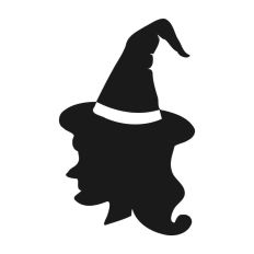 Witch Head Silhouette Outline Hat Halloween