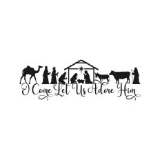 Let Us Adore Him Christianity Nativity Scene Jesus Quote