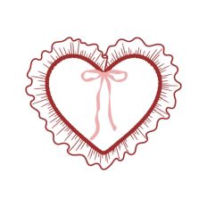 Ruffle Frilly Heart Frame Border With Ribbon Bow