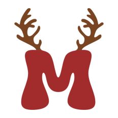 M Festive Christmas Alphabet Letter Antler Santa