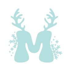 M Festive Christmas Alphabet Letter Antler Santa