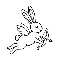 Cupid Bunny Outline Valentine's Day Bow and Arrow