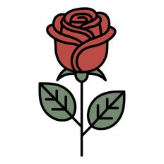 Red Rose Flower Stem Leaves