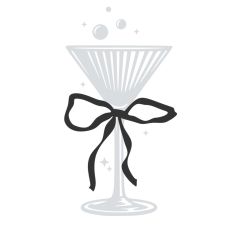 Cocktail Martini Glass With Ribbon Bow Bubbles Sparkles