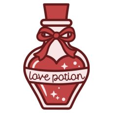 Love Potion Heart Shaped Bottle Valentine's Day Ribbon Bow