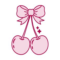 Cute Cherry Cherries With Bow and Sparkles Valentine's Day