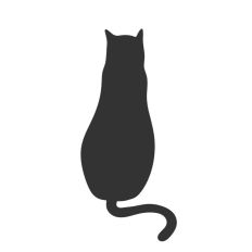 Black Cat Kitten Silhouette Outline Shape Halloween Witch 