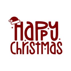 Happy Christmas Script Text Santa Hat