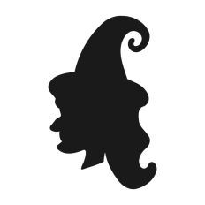 Witch Head Silhouette Outline Hat Halloween