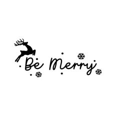 Be Merry Reindeer Christmas Quote Script Text