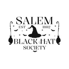 Salem Black Hat Society Witch Halloween Hat Broom 